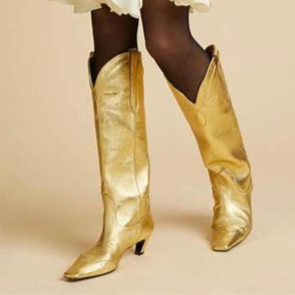 KHAITE Gold Dallas Boot size 36